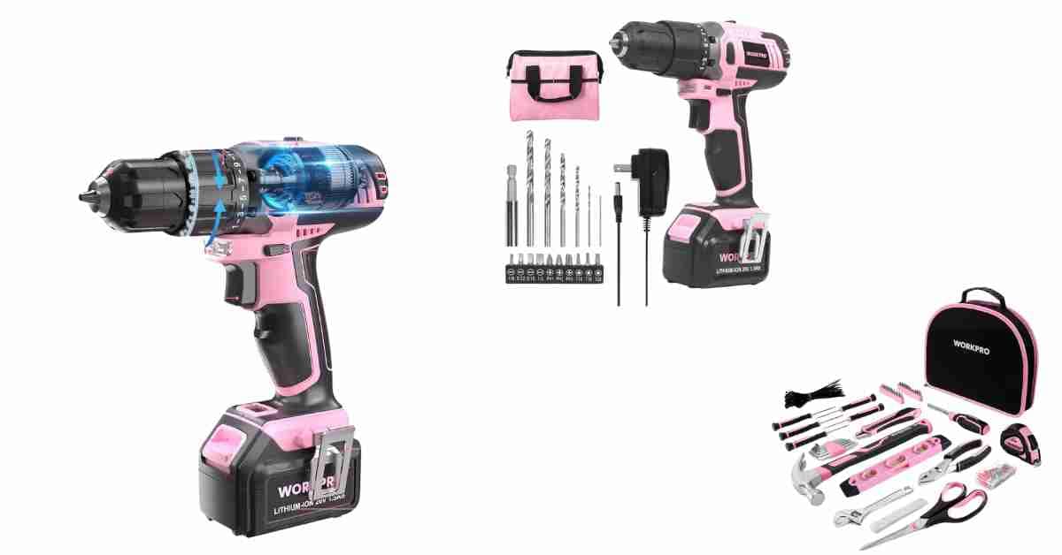Pink Cordless 20V Lithium-ion Drill Driver Set | Best WorkPro Tools Review